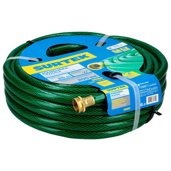 Manguera para jardín tramada con conector metálico 1/2", 25 m Surtek