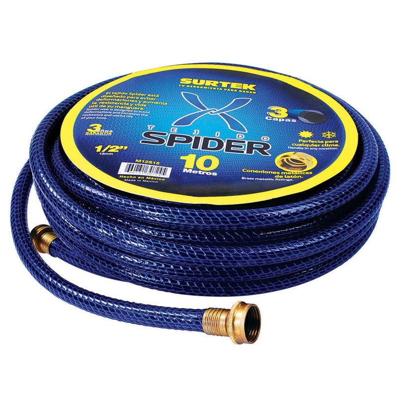 Manguera para jardín tejido spider con conector metálico 3/4", 25 m Surtek