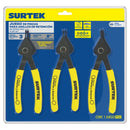 Juego de pinzas para anillos de retención convertibles, 3 piezas Surtek