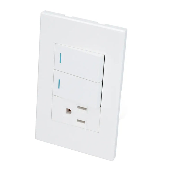 Placa 2 Interruptor 1 contacto 1/3, línea Premium, color blanco Surtek