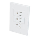 Placa 3 contactos 1/3, línea Premium, color blanco Surtek