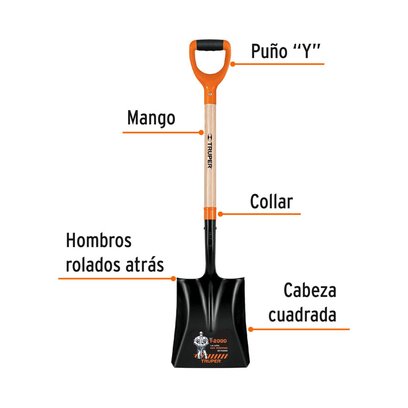 Pala cuadrada T-2000 - puño "Y"
