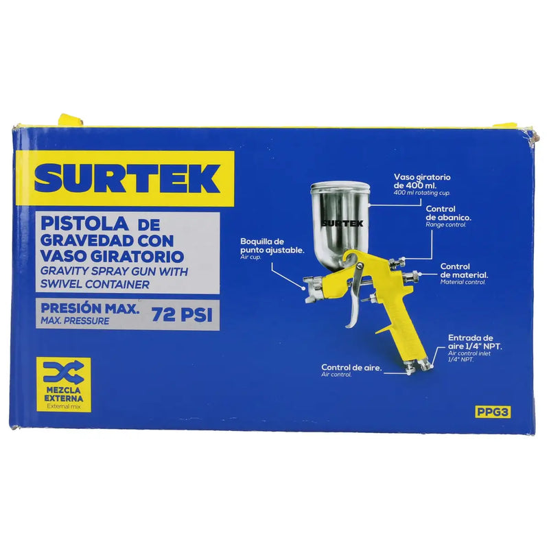 Pistola para pintar terminados, capacidad 400 ml, 72 PSI Surtek