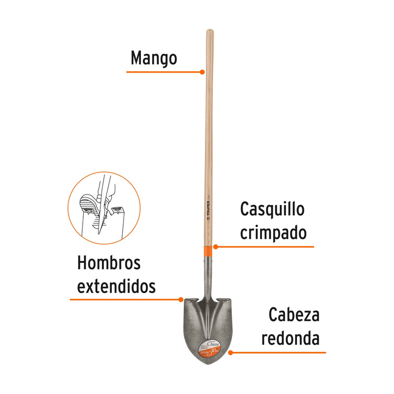 Pala redonda Classic - mango largo 48"