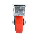 Rodaja de poliuretano rojo giratoria con freno 6" Surtek