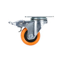 Rodaja de PVC naranja giratoria con freno 2" Surtek