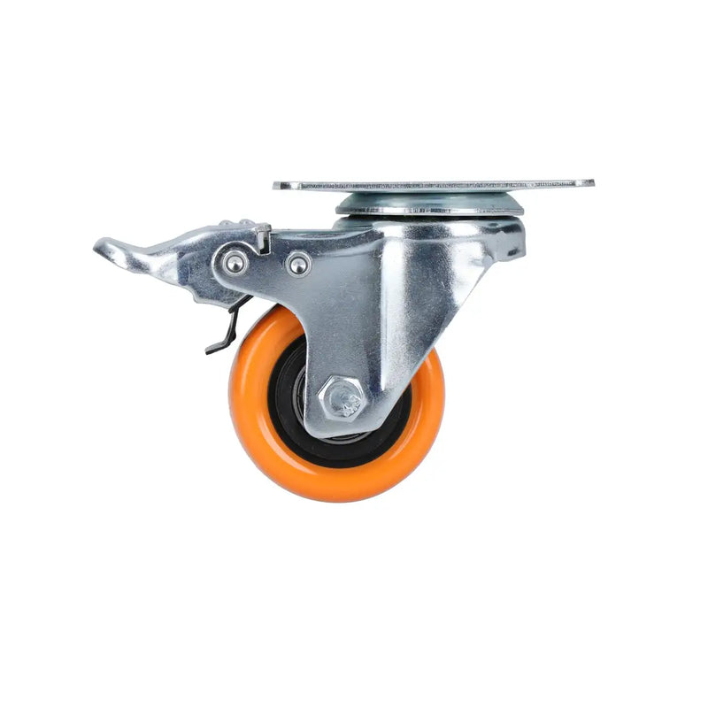 Rodaja de PVC naranja giratoria con freno 2" Surtek