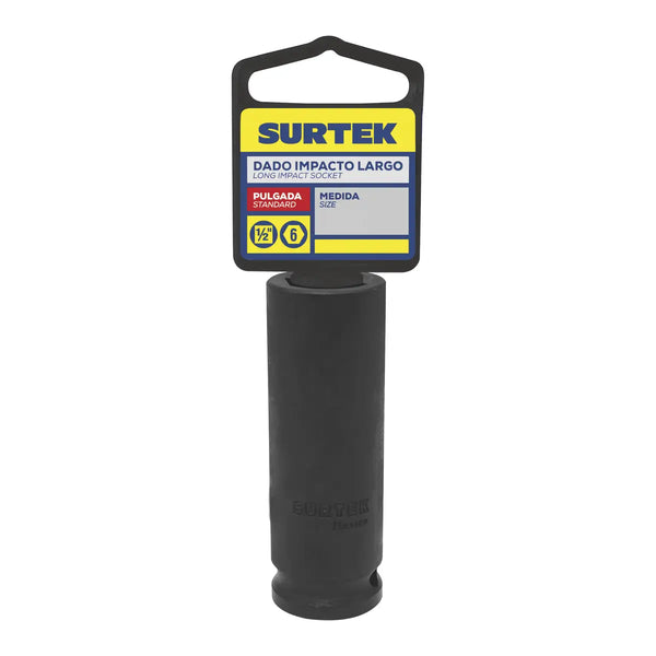 Dado de impacto largo cuadro de 1/2", 6 puntas, métrico, 17 mm Surtek