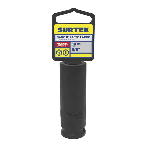 Dado de impacto largo cuadro de 1/2", 6 puntas, métrico, 19 mm Surtek