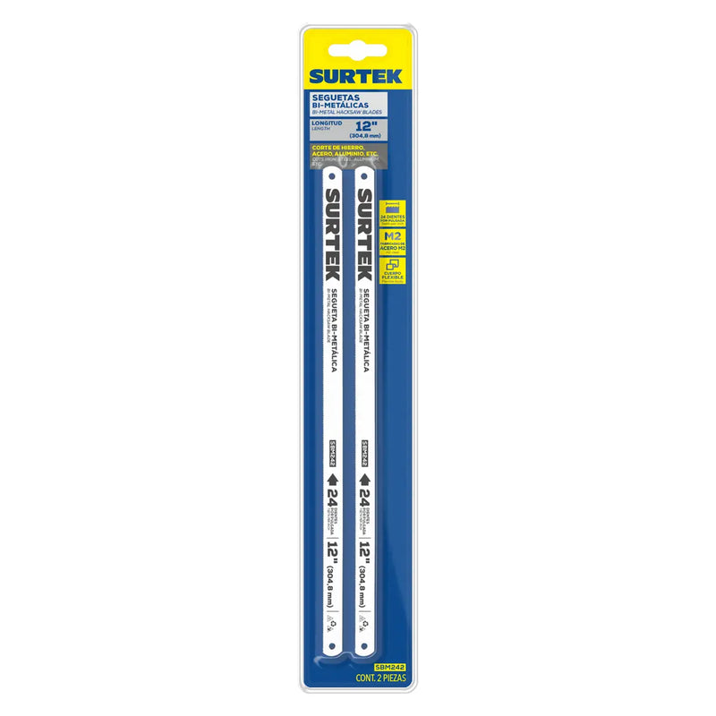 Segueta bimetálica en blíster 12", 24 DPP, 2 piezas Surtek
