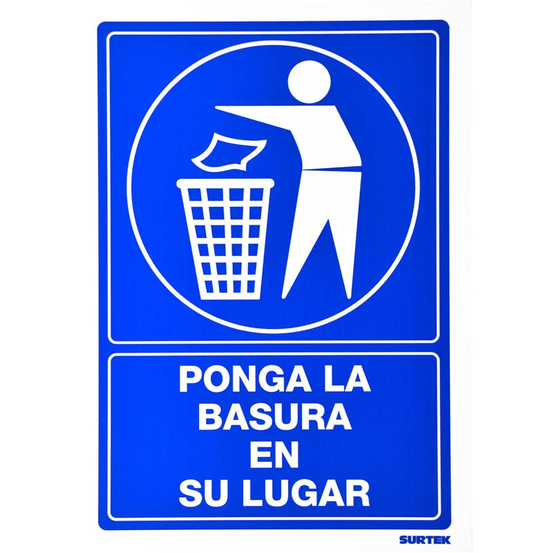 Señal "Ponga la basura en su lugar" Surtek