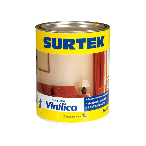 Cubeta de pintura vinílica 4 Lt color blanco Surtek