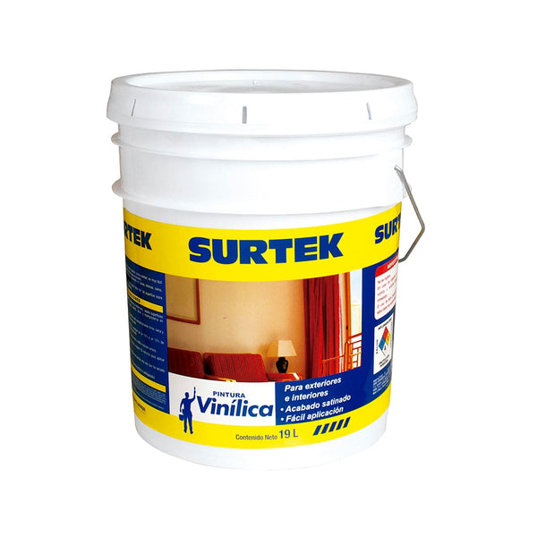 Cubeta de pintura vinílica 19 Lt color amarillo paja Surtek