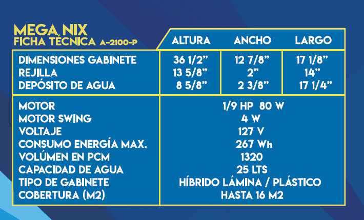 Aerocooler portátil Mega Nix A-2100-P