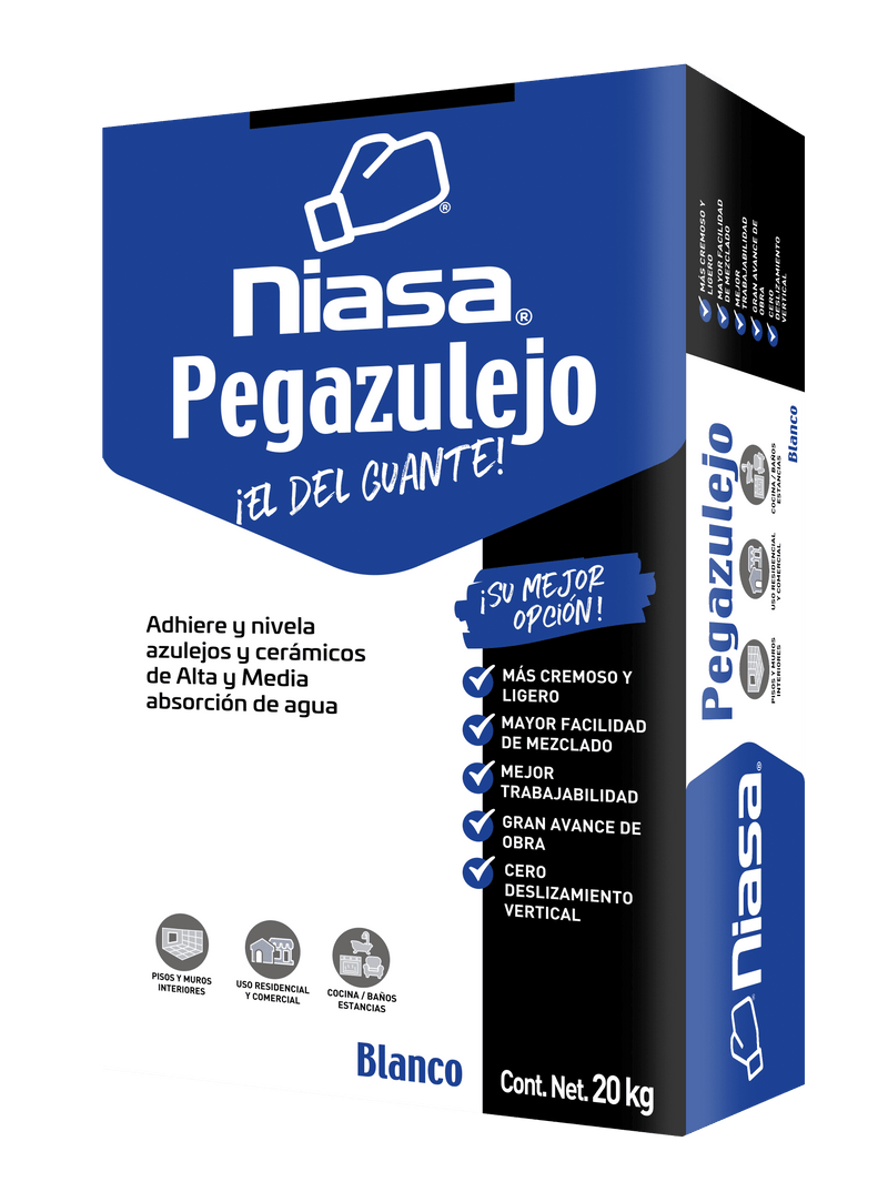 Pega azulejo 20 kg blanco  NIASA