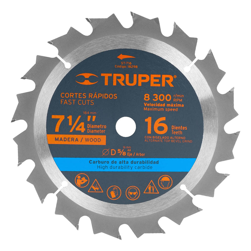 Disco Para Sierra Circular 016D Truper 7 1/4 X 5/8 IN ST-716