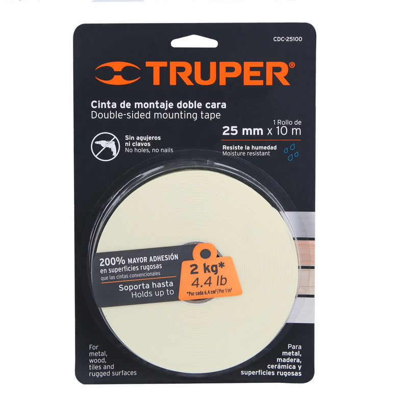 Cinta Doble Cara 11728 Truper 1 In X 10 Mt CDC-25100