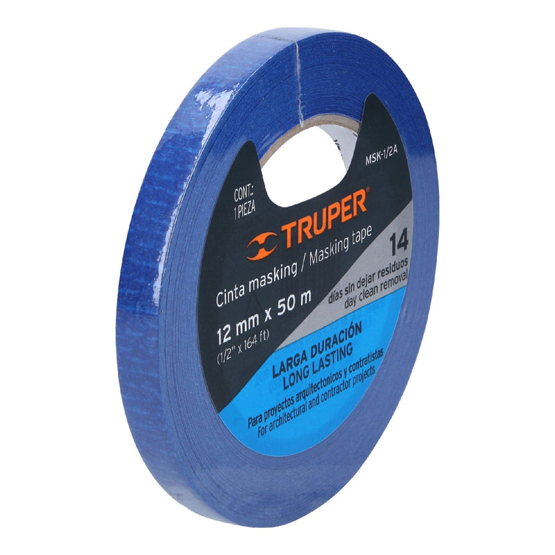 Cinta Masking Tape 12620 Truper 1/2 in X 50 Mt MSK-1/2A Azul