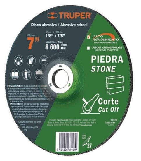 Disco Para Corte Piedra Truper 7 X 1/8 X 7/8 ABT-418